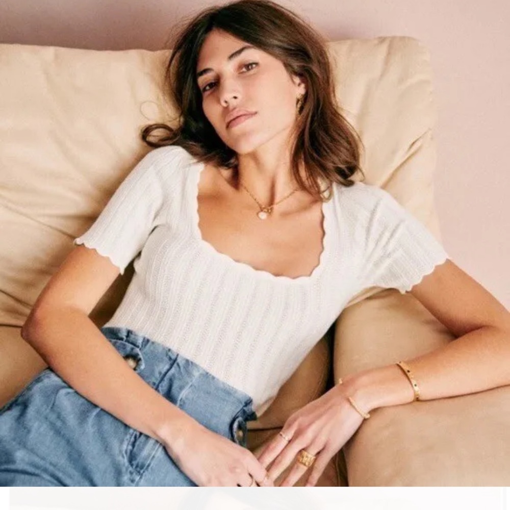 Sézane Chloe top XS in Ecru